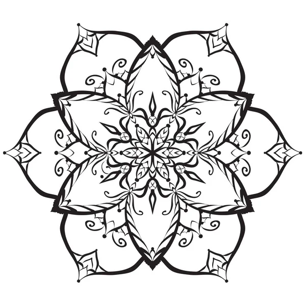 Flower Mandala Coloring Page Simple Symmetrical Floral Shape Mindful Coloring — Wektor stockowy