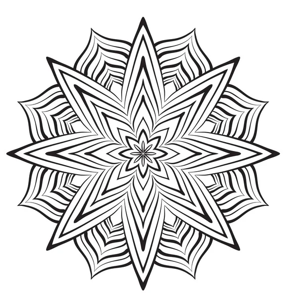 花曼荼羅彩色ページ 意識的な着色のための対称的な花の形を挿入します 白地に黒の輪郭 — ストックベクタ