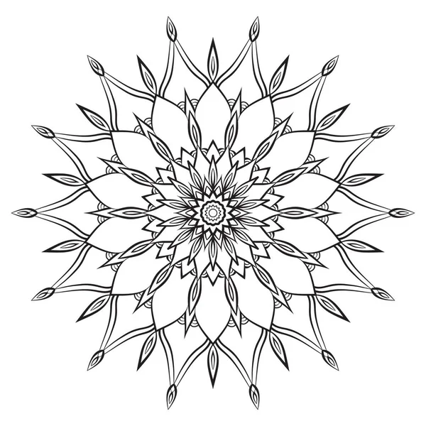 Blume Mandala Malvorlage Aufwändige Symmetrische Blumenform Für Achtsame Farbgebung Schwarze — Stockvektor