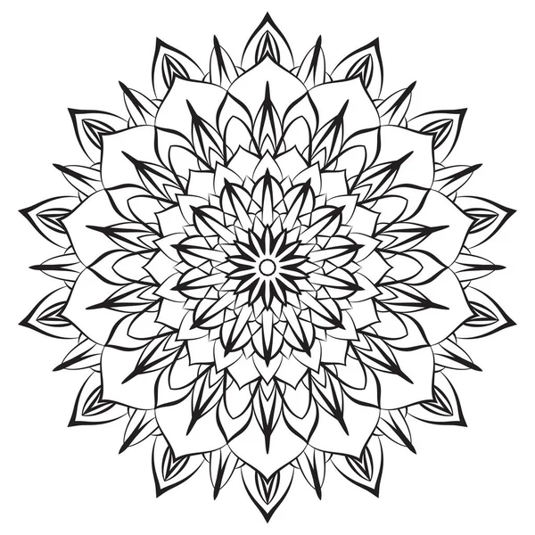 Blume Mandala Malvorlage Aufwändige Symmetrische Blumenform Für Achtsame Farbgebung Schwarze — Stockvektor