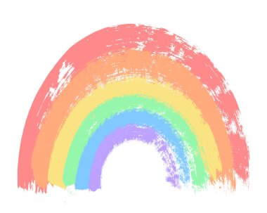 Painted rainbow illustration. Brush stroke semicircles of red, orange, yellow, green, blue and purple colors. Funny kids design. Isolated on white background clipart