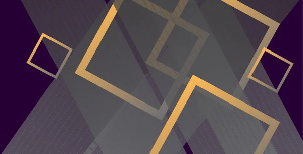 带线条的抽象背景和金正方形框的纸层 — 图库矢量图片