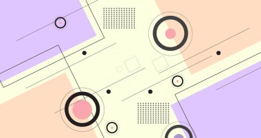 Soyut Retro geometrik arkaplan. Düz şekilli gradyan renkli poster. Sancak Tasarımı