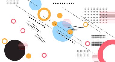 Soyut Retro geometrik arkaplan. Düz şekilli gradyan renkli poster. Sancak Tasarımı