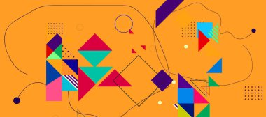 Geometrik soyut arkaplan, Düz Tasarım Soyut Arkaplan. Vektör illüstrasyonu. Şekiller ve öge içeren renk arkaplanı