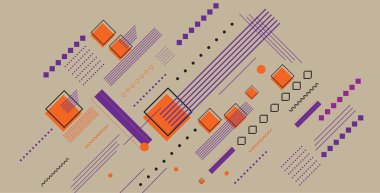 Soyut yaratıcı defter kapağı şablon tasarımı. Geometrik şablon arka planı, vektör soyut şekilleri ve çizgiler kapaklar, kataloglar, posterler tasarımı için sanat