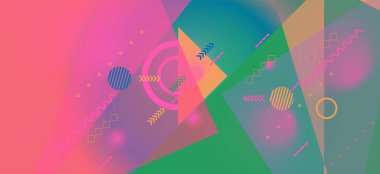 Renkli geometrik elementlerle soyut arkaplan. Tasarımınız için vektör illüstrasyonu.