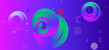 soyut arka plan renkli daireler ve geometrik elementler, modern soyut şekiller tasarımı. Vektör illüstrasyonu