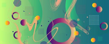 soyut arka plan renkli daireler ve geometrik elementler, modern soyut şekiller tasarımı. Vektör illüstrasyonu