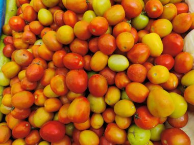 Mağazanın tezgahında olgun domatesler