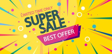 Yaz indirimi sembollü pankart dekoratif elementler sunar, 