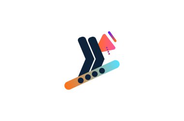 Video oynatıcı düz logo tasarımı. Müzik çalar ve video oynatıcı simgesi... her yere uygulanabilen simge, piksel mükemmel ve modern stil tasarımı