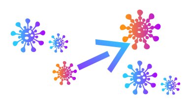 Coronavirus 2019-nCoV. Coronavirus 2019-nCoV salgını. Renkli arkaplanda virüs hücreleri.