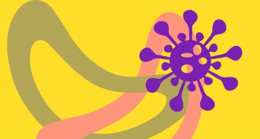 Soyut bakteri sembolü, soyut virüs arkaplanı. Patojen solunum yolunu etkiliyor. COVID-19 enfeksiyonu. Salgın, viral enfeksiyon kavramı. Bir insanın içindeki virüs. Enfeksiyon kronik hastalıklara neden oluyor, 3 boyutlu illüstrasyon