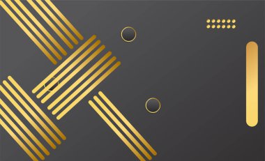 Tasarımınız için çeşitli çizgi şekilleriyle Geometrik siyah ve altın arkaplan