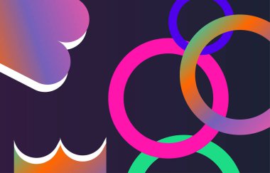 Modern güzel gradyan poster arkaplan vektörü. Geometrik şekiller ve elementlerle kaplama şablonu. Sosyal medya, kapak ve afiş için ideal tasarım, 