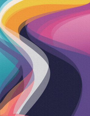 Üzerinde doku etkisi olan soyut renkli 3d dalga arkaplanı, Moda Renk posteri