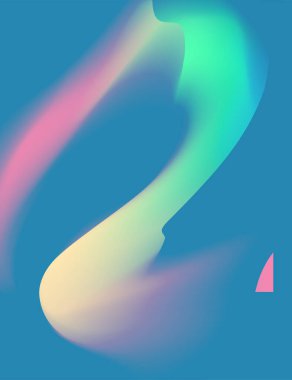 Mavi, mor, sarı ve pembe gradyanlı renkli modern soyut arka plan. Dinamik renk akışı posteri, afiş. Vektör illüstrasyonu