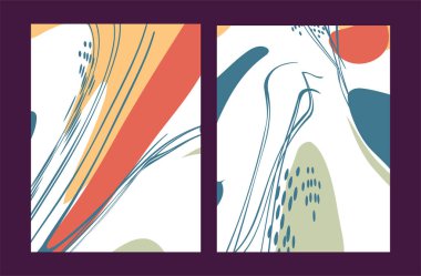 Karalama biçiminde soyut organik vektör şekilleri, şablon, kapak, poster, tebrik kartı, çerçeve, arkaplan. 