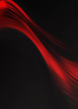 Siyah arkaplanda bazı düz çizgilerle soyut kırmızı dalgalar