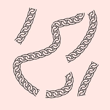  Örgülü siyah zincir seti. Eşsiz dokular gösteriliyor.