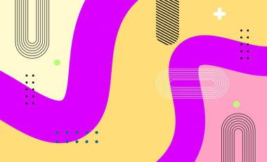 Renkli posterlerin ve kapakların yaratıcı konsepti, dalga şekilli soyut tasarım. Damgalama, afiş, el ilanı, kapak, etiket, yazdırma şablonları,