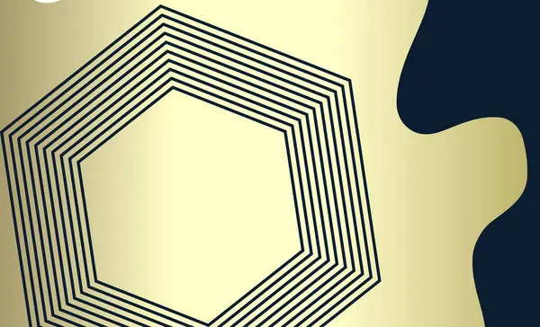 Detaylı ve karmaşık bir tasarım. Koyu mavi desenli arka plana karşı zarif altın çizgileri olan altıgen bir desen sergiliyor.