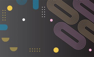 Soyut Retro geometrik arkaplan. Düz şekilli gradyan renkli poster. Sancak Tasarımı