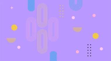 Soyut Retro geometrik arkaplan. Düz şekilli gradyan renkli poster. Sancak Tasarımı