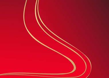 Soyut kırmızı eğim ve altın dalga arkaplanı şekillendirir