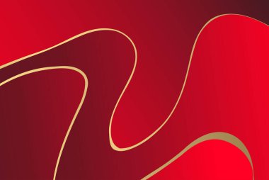 Soyut kırmızı eğim ve altın dalga arkaplanı şekillendirir