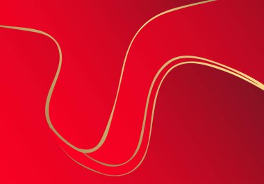 Soyut kırmızı eğim ve altın dalga arkaplanı şekillendirir