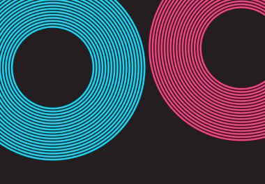 Modern gradyan çember çizgileri koyu arkaplan üzerine dizayn.