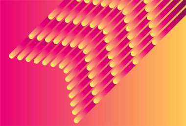 Modern çizgiler, kırmızı sarı gradyan poster vektörü. Canlı perspektifli, geometrik çizgi şekilli bir şablon. Sosyal medya, kapak, afiş, broşür için ideal tasarım.