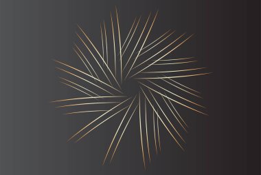 Biçimlendirilmiş altın dairesel çizgiler, çeşitli tasarım amaçları için kullanılabilen modern, sanatsal ve dinamik soyut bir kavramı gösteren, koyu gradyan bir arkaplan üzerinde benzersiz bir desen oluşturur..