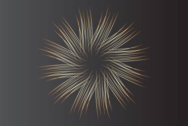 Biçimlendirilmiş altın dairesel çizgiler, çeşitli tasarım amaçları için kullanılabilen modern, sanatsal ve dinamik soyut bir kavramı gösteren, koyu gradyan bir arkaplan üzerinde benzersiz bir desen oluşturur..