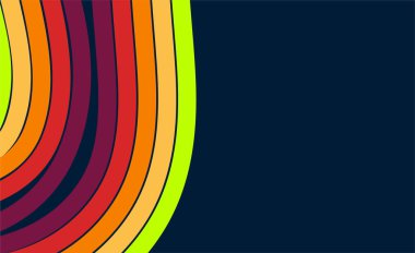 Renkli kıvrımlı çizgiler koyu bir arkaplan üzerinde pürüzsüzce akıyor, modern sanatsal ve tasarım amaçlarına uygun canlı ve dinamik bir soyut kompozisyon yaratıyor..