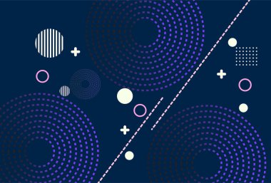 Geometrik şekilli soyut tasarım, desenler, beyaz arkaplanda daire çizgileri.