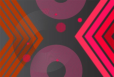 Geometrik şekilli soyut tasarım, desenler, beyaz arkaplanda daire çizgileri.