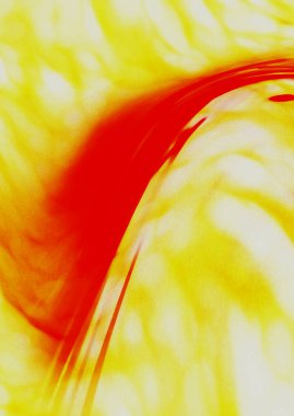 Soyut yumuşak dokular, sarı kırmızı zemin, içinde pürüzsüz sıvı çizgiler ve biraz hareket bulanıklığı var.