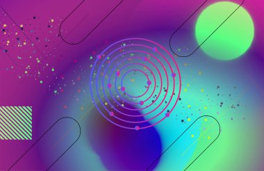 Web sayfası, afiş, sanat, afiş, poster tasarımı için soyut gradyan geometrik elementler, daireler ve çizgiler.