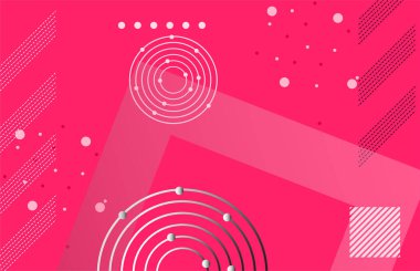 Web sayfası, pankart, sanat, afiş, poster tasarımı için soyut kırmızı eğimli geometrik elementler, daireler ve çizgiler.