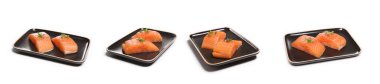 salmon slice on white background