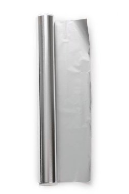 aluminum foil roll on white background on white background