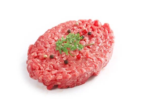 Gehakte Biefstuk Geïsoleerd Witte Achtergrond Vlees Stockafbeelding
