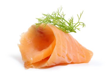 slice of smoked salmon on white background clipart