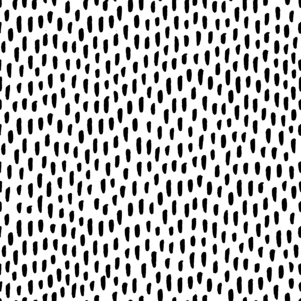 Soyut, pürüzsüz el çizimi düzensiz desen. Vektör arkaplan çizimi. Rastgele kısa çizgileri olan siyah ve beyaz fayanslar. Paket kağıdı, kumaş, arkaplan için tek renkli tasarım