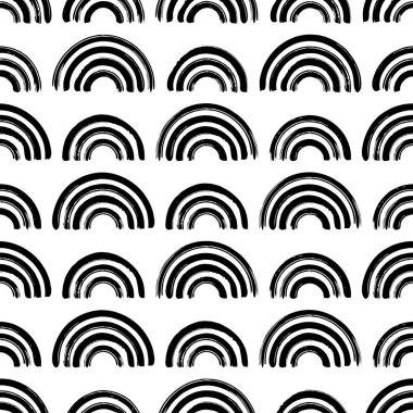 Grunge soyut, kusursuz arkaplan desen koleksiyonu. Vector siyah ve beyaz sanat arkaplan çizimi. El fırçası, yatay eğri, kısa çizgiler. Paket kağıdı, tekstil tasarımı