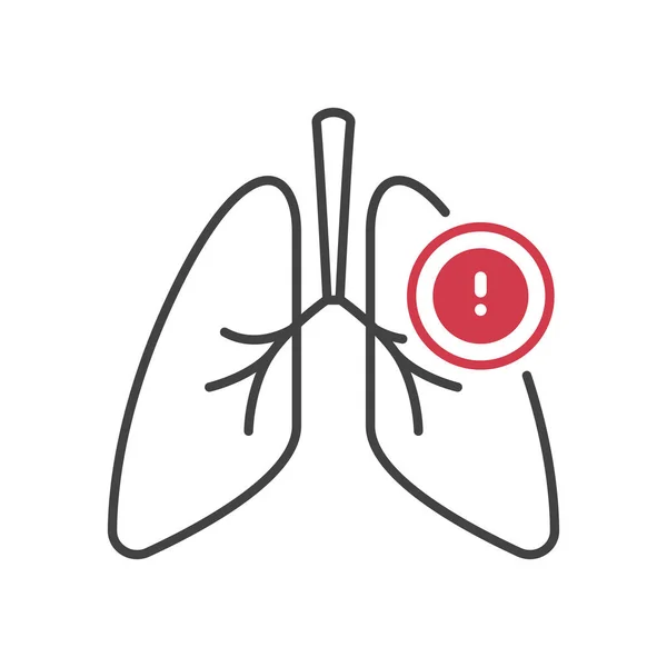 概略风格的保健品和图标收藏 人类器官疾病的概念 矢量线形图解 隆氏肺系统解剖符号 感叹号保健的设计要素 — 图库矢量图片