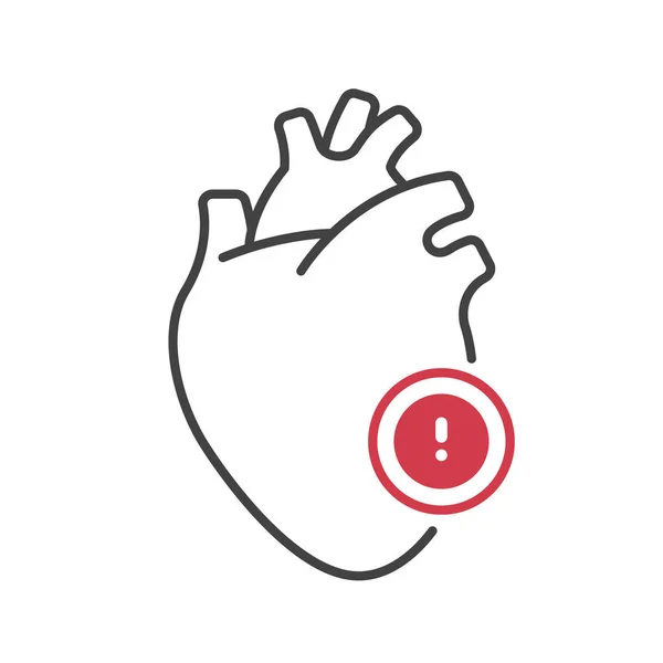 Umriss Stil Gesundheitswesen Symbolsammlung Konzept Menschlicher Organerkrankungen Lineare Vektordarstellung Herz — Stockvektor